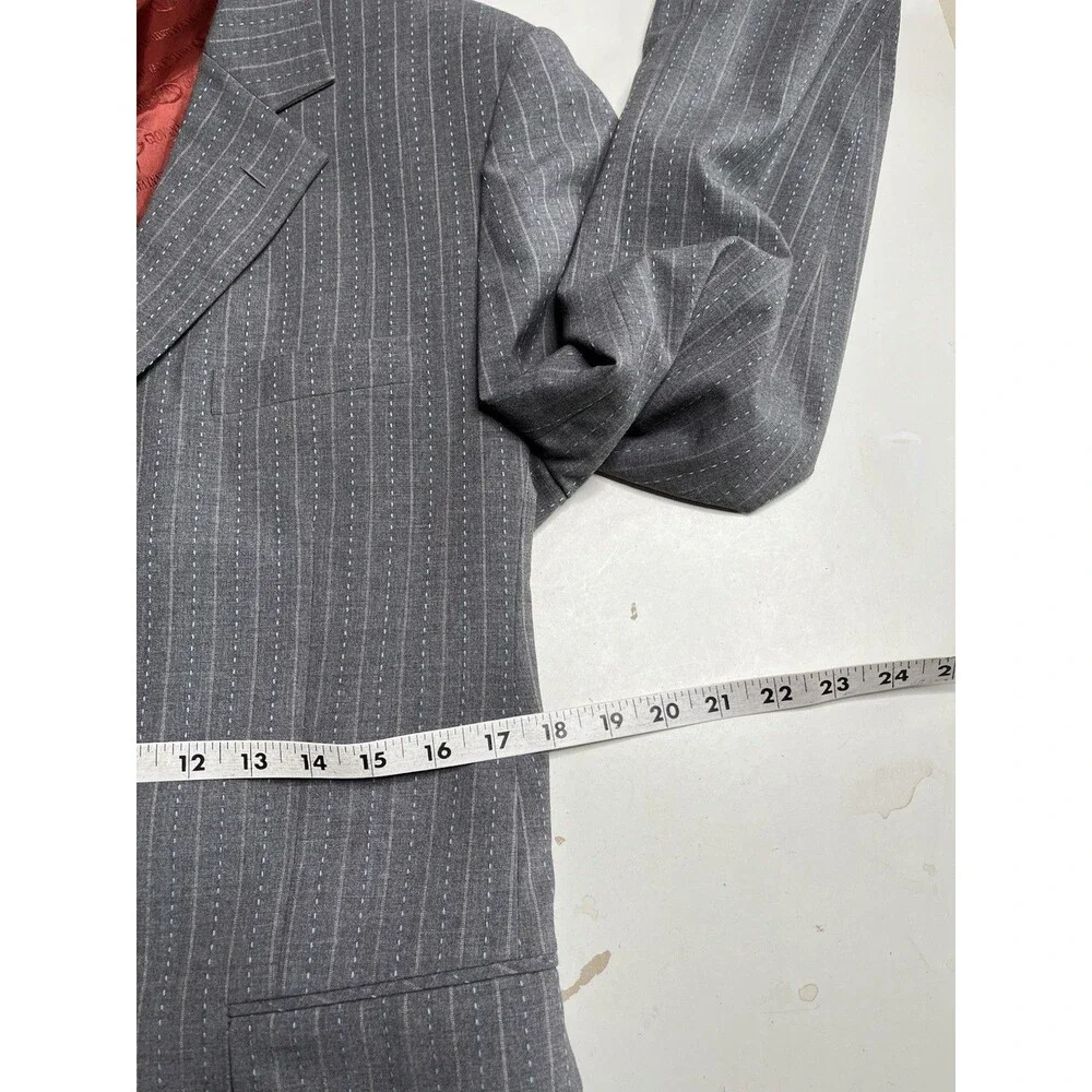 Giovanni Valentino Blazer Mens 34R Notched Lapel Gray Striped Sport Jacket